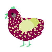Date, a maroon and lemon chicken with a speckle pattern