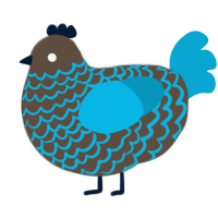 A bark and cerulean chicken with a lace pattern