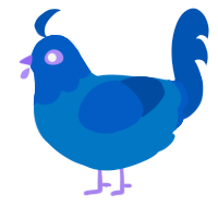A sapphire and ultramarine chicken with a head pattern