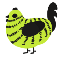 A lime and sable chicken with a bar pattern
