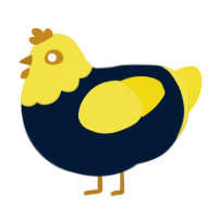 A tumblr and yellow chicken with a head pattern