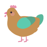 Brownie, a brown and cerulean chicken