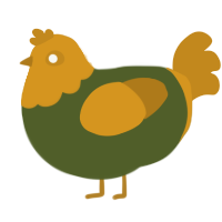 A olive and ochre chicken with a head pattern