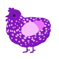A violet and lavender chicken with a speckle pattern