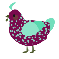 A wine and mint chicken with a speckle pattern