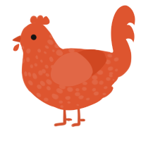 A vermilion chicken with a speckle pattern