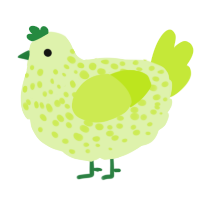 A apple and lime chicken with a speckle pattern