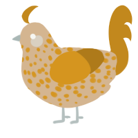 A beige and ochre chicken with a speckle pattern