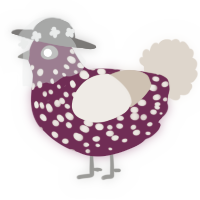 A wine and beige chicken with a speckle pattern