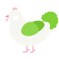 A white and grass chicken