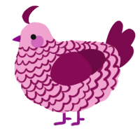 A pink and wine chicken with a lace pattern