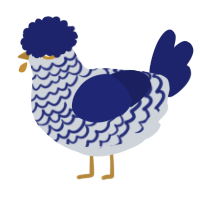 A mist and navy chicken with a lace pattern