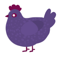 A overcast chicken with a speckle pattern