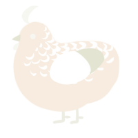 A cream and white chicken with a half-lace pattern