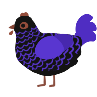 A black and indigo chicken with a lace pattern