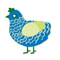 A sapphire and lemon chicken with a lace pattern