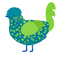 A sea and grass chicken with a speckle pattern