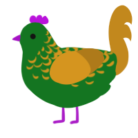 A leaf and ochre chicken with a half-lace pattern