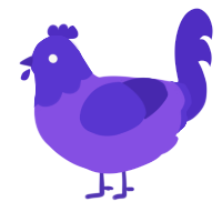 A blurple and indigo chicken with a head pattern