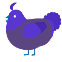 A overcast and indigo chicken with a head pattern