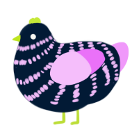 A tumblr and lavender chicken with a bar pattern