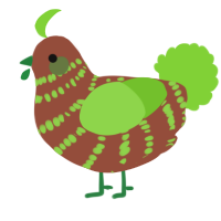 A russet and grass chicken with a bar pattern