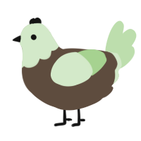 A bark and gluppy chicken with a head pattern