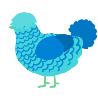 A aqua and sapphire chicken with a lace pattern