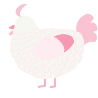 A white and rose chicken with a lace pattern