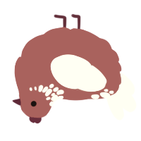 Another Spider, a crimson and white chicken with a neck-speckle pattern