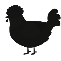 A black chicken with a head pattern