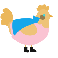 A rose and honey chicken with a head pattern
