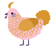 A rose and orange chicken with a lace pattern