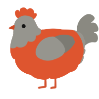 A vermilion and ash chicken with a head pattern