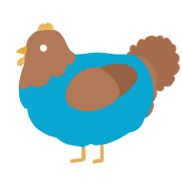A cerulean and brown chicken with a head pattern