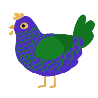 Peacock, a indigo and leaf chicken with a lace pattern