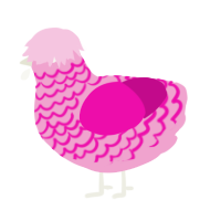 A pink and fuchsia chicken with a lace pattern