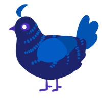 A navy and ultramarine chicken with a half-bar pattern