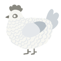 A white and mist chicken with a lace pattern