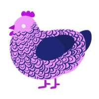 A lavender and navy chicken with a double-lace pattern