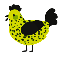Eurocore MVP, a lime and black chicken with a speckle pattern