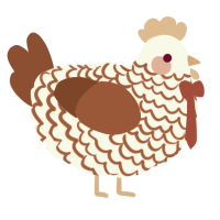 Orgeat, a white and russet chicken with a lace pattern