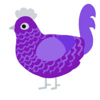A violet and blurple chicken with a lace pattern