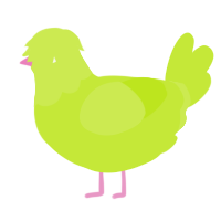 A lime chicken with a head pattern