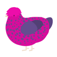 funfetti, a fuchsia and overcast chicken with a speckle pattern