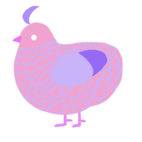 A pink and lilac chicken with a lace pattern