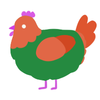 A viridian and vermilion chicken with a head pattern
