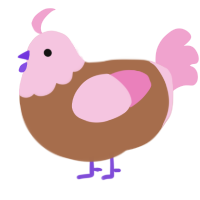 A brown and pink chicken with a head pattern