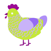 A lime and lilac chicken with a lace pattern