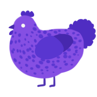 A blurple and indigo chicken with a speckle pattern
